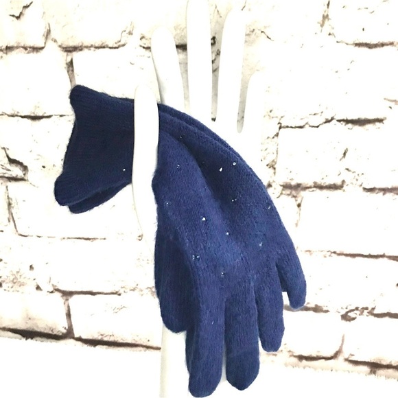Charming Charlie Accessories - NWT Crystal Embellished Navy Knit Gloves One Size 1 Pair